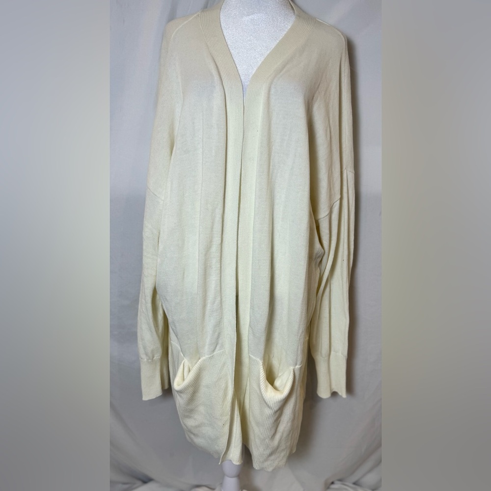 Woman Within ivory Knit open front cardigan sweater size 2X 26/28